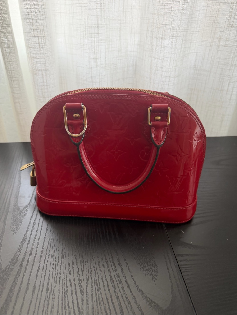 Louis Vuitton Red Vernis Alma BB Satchel